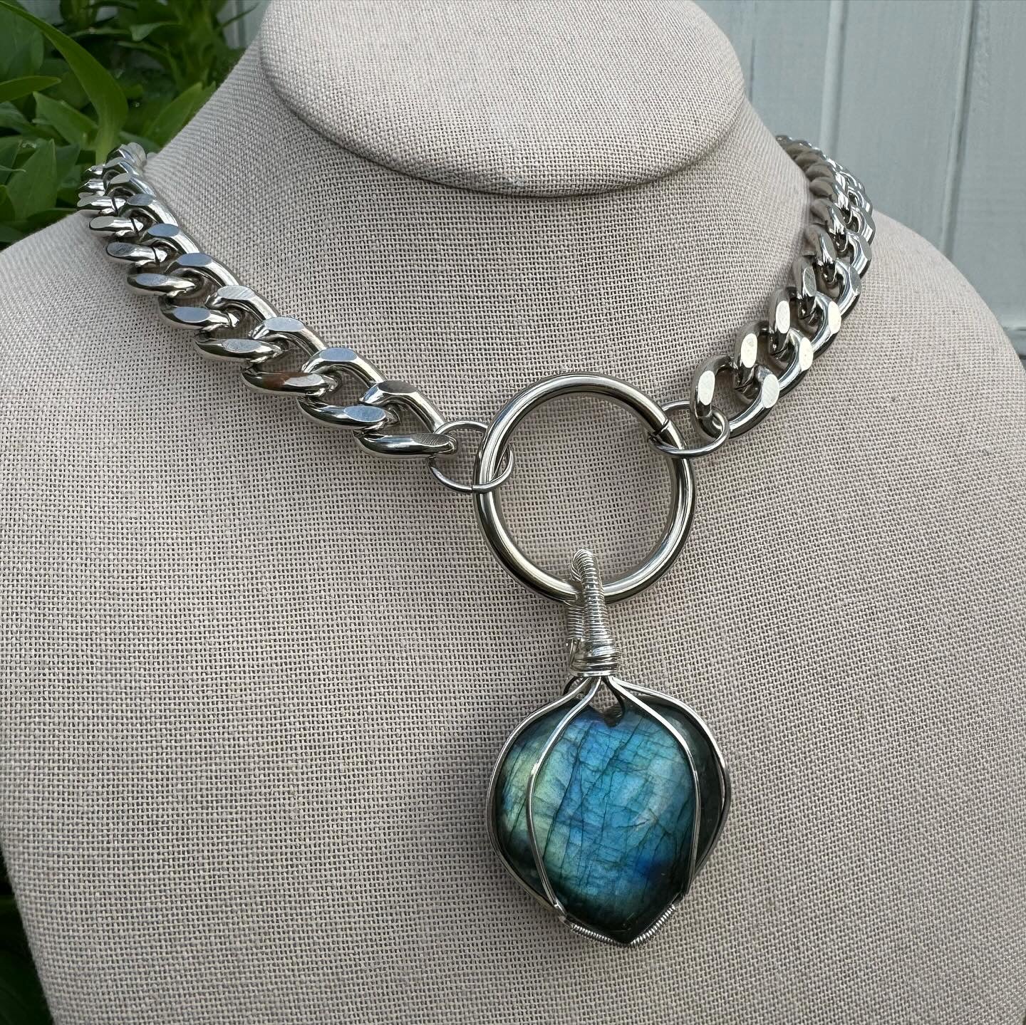 Labradorite Heart Statement Choker