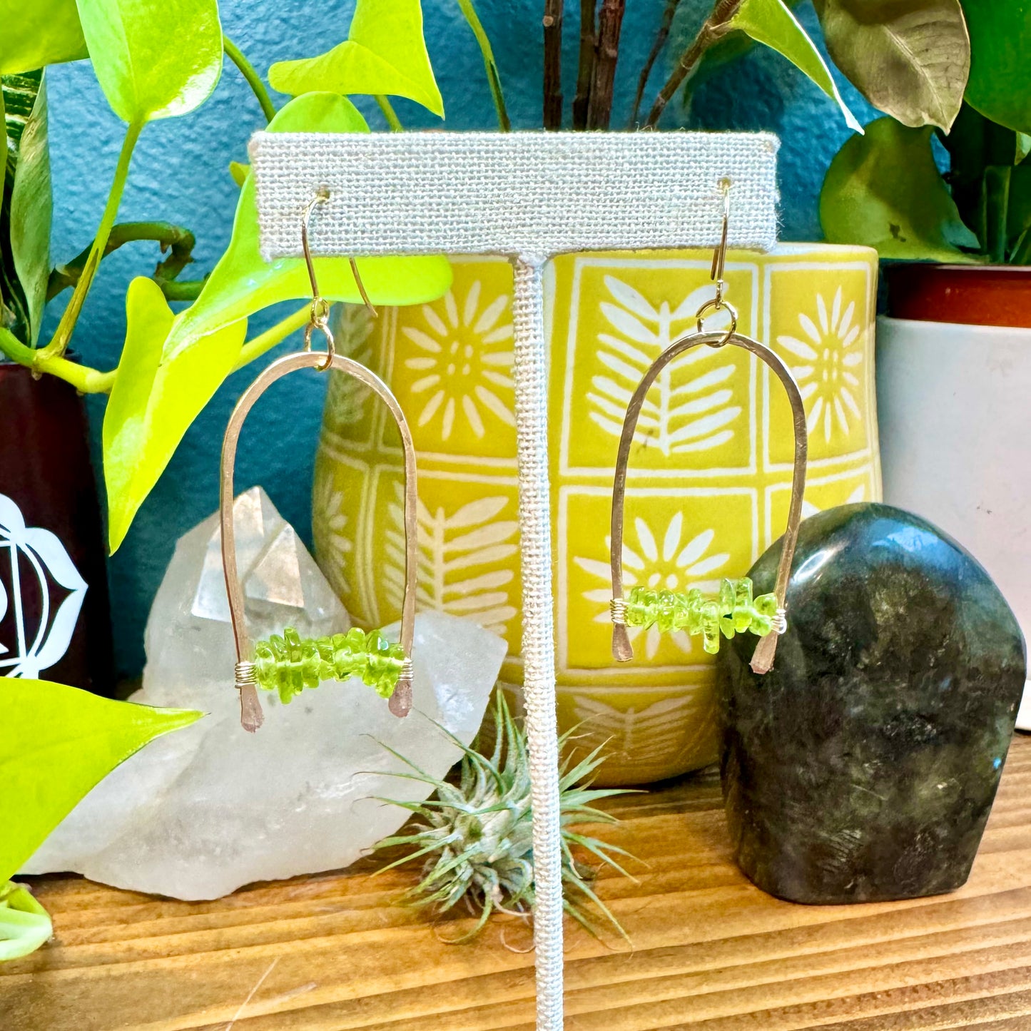 Peridot Minimal Drop Earrings