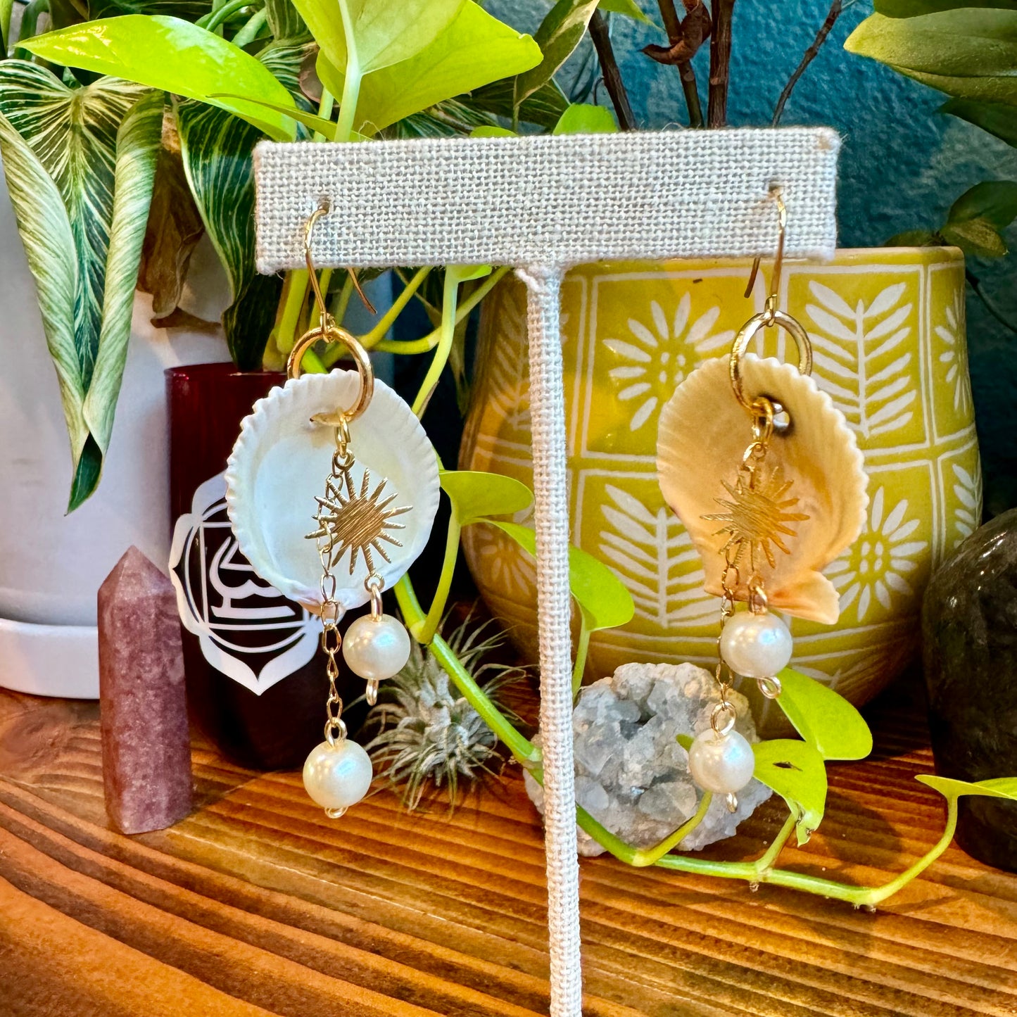 Seashell Freshwater Pearl Earrings