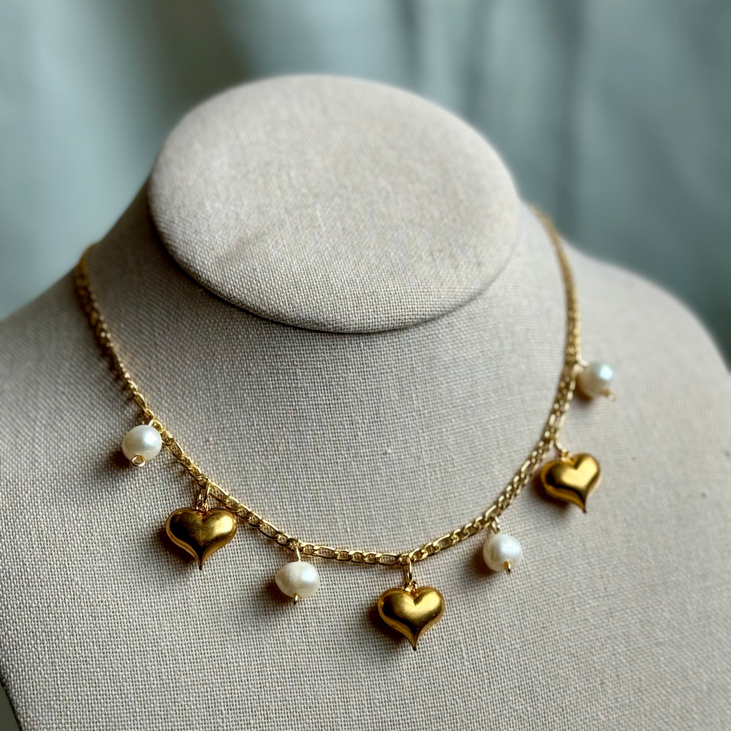 multi-heart freshwater pearl choker
