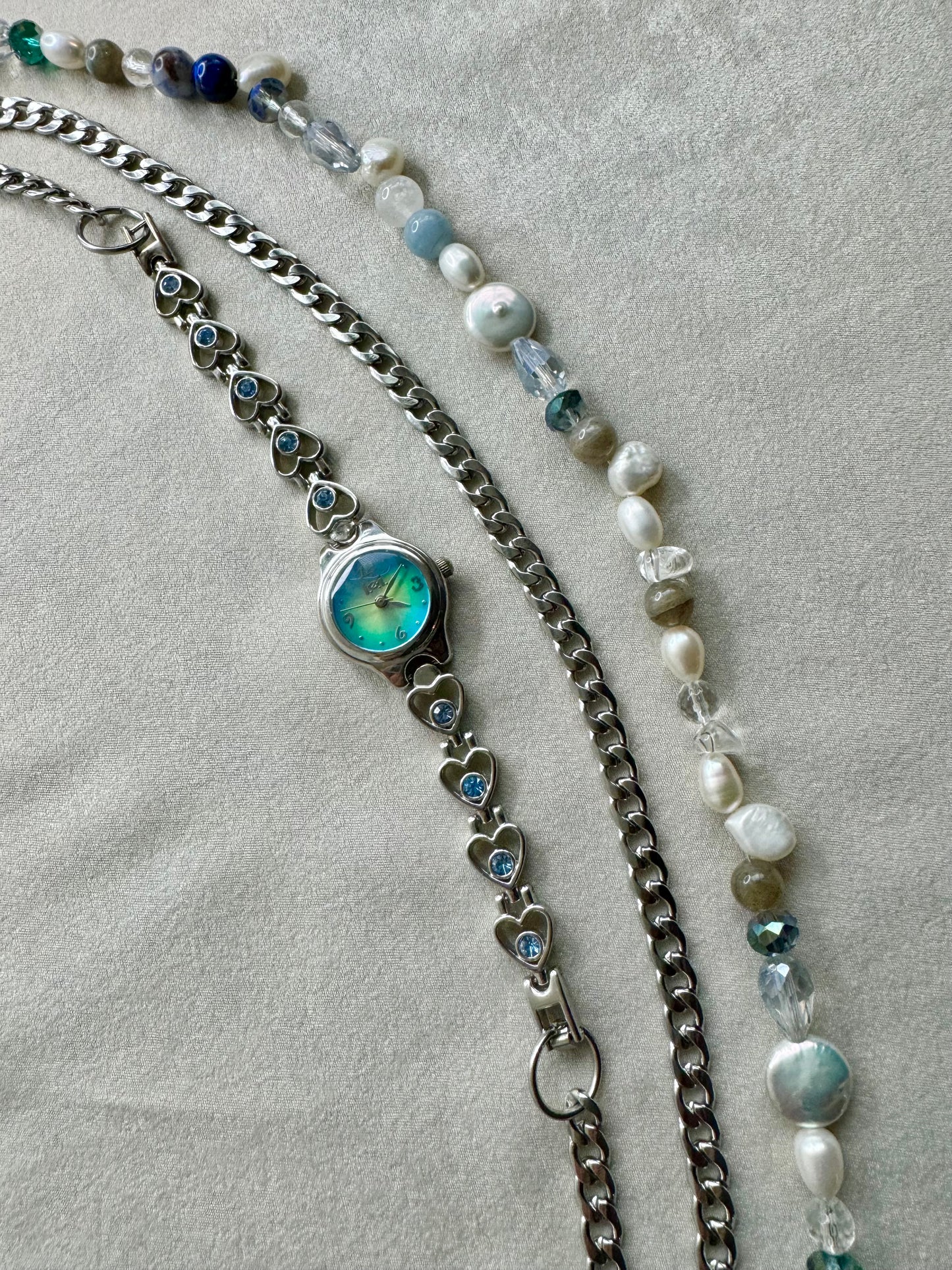 Multi-layered “Blue Dream” Watch Choker