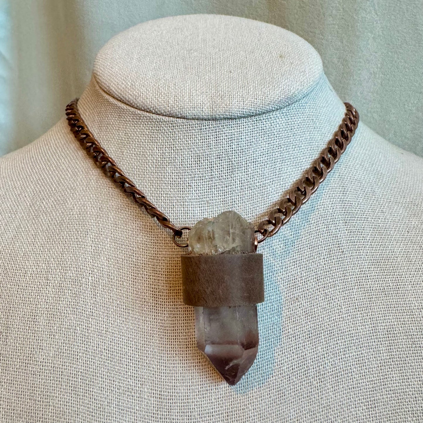 Lithium Quartz Antiqued Copper Necklace