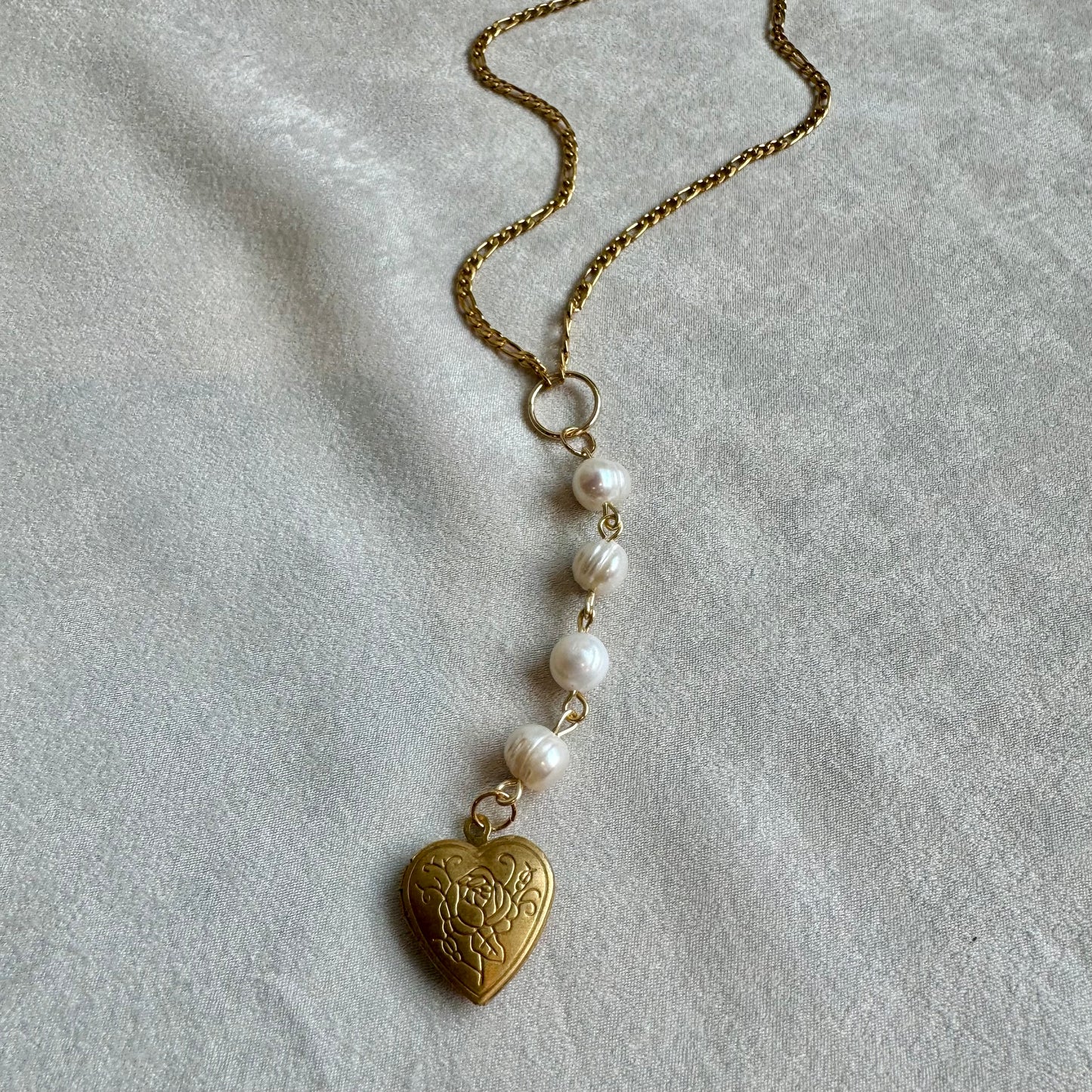 Freshwater Pearl Heart Locket Rosary