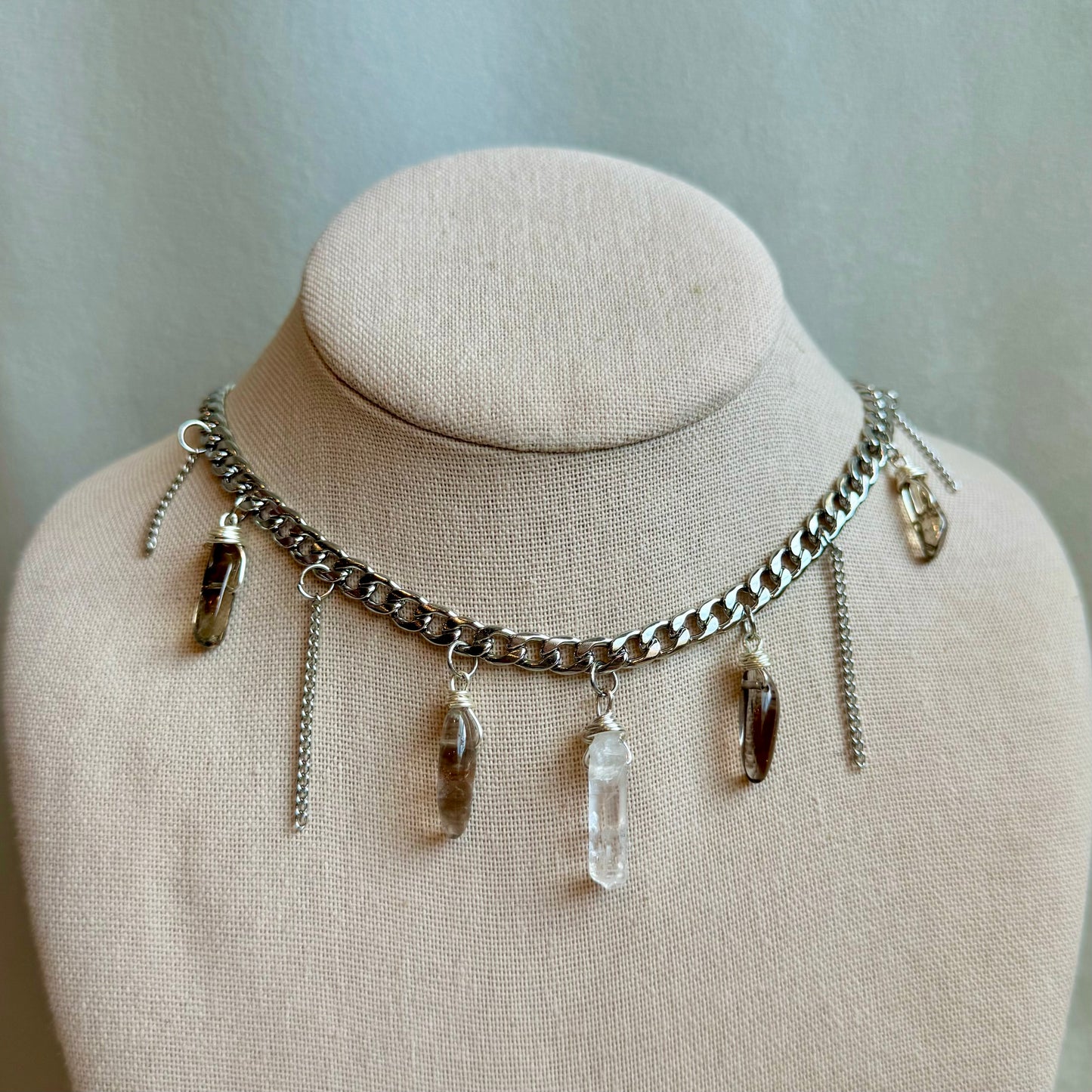 Smoky Quartz x Clear Quartz Statement Choker