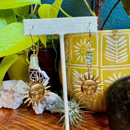 Prehnite Sun Earrings
