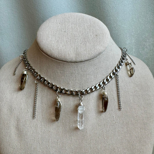 Smoky Quartz x Clear Quartz Statement Choker