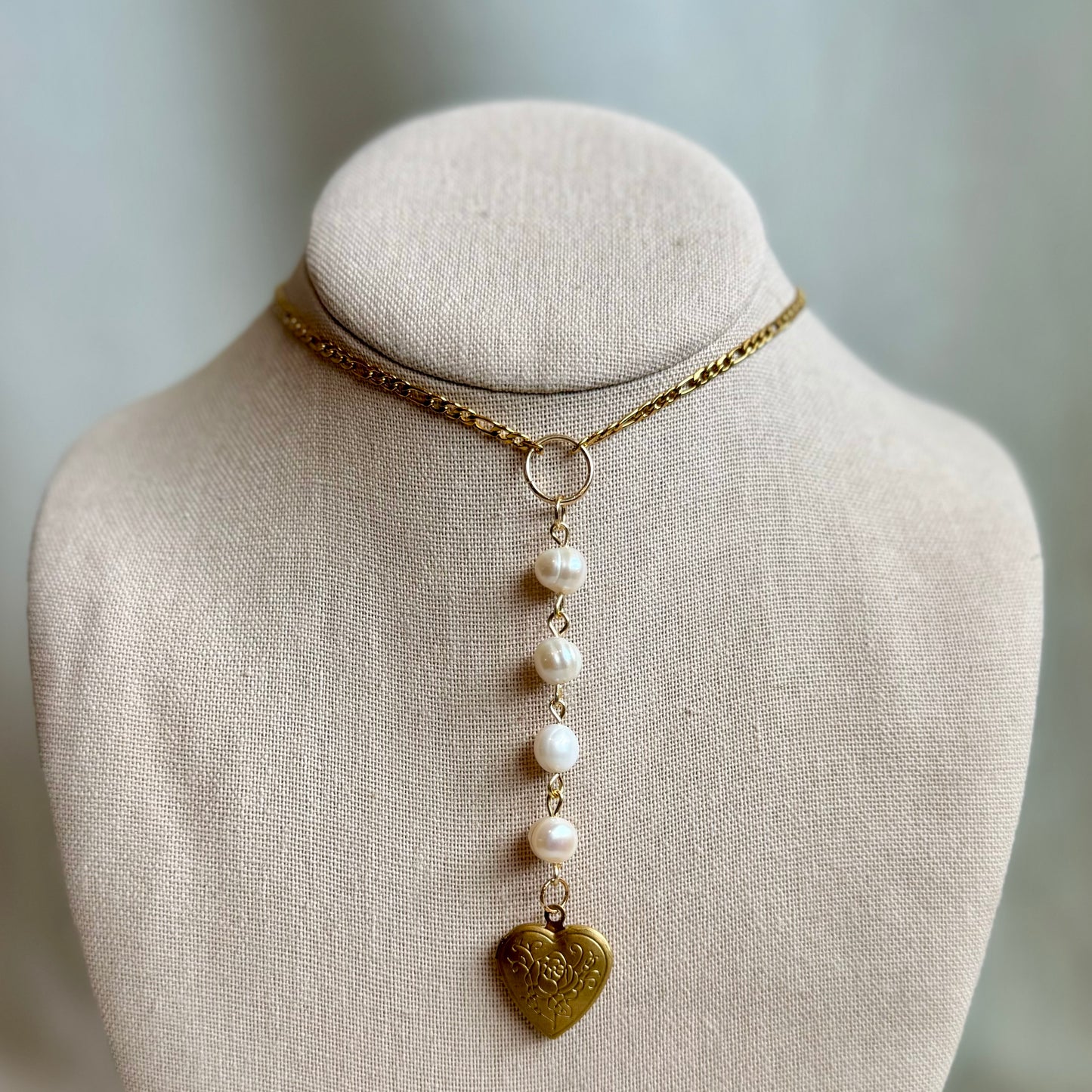 Freshwater Pearl Heart Locket Rosary