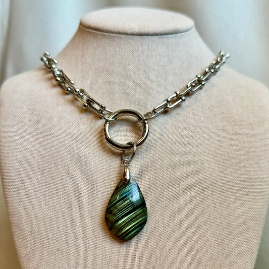 Labradorite “O” Ring Chunky Chain Pendant