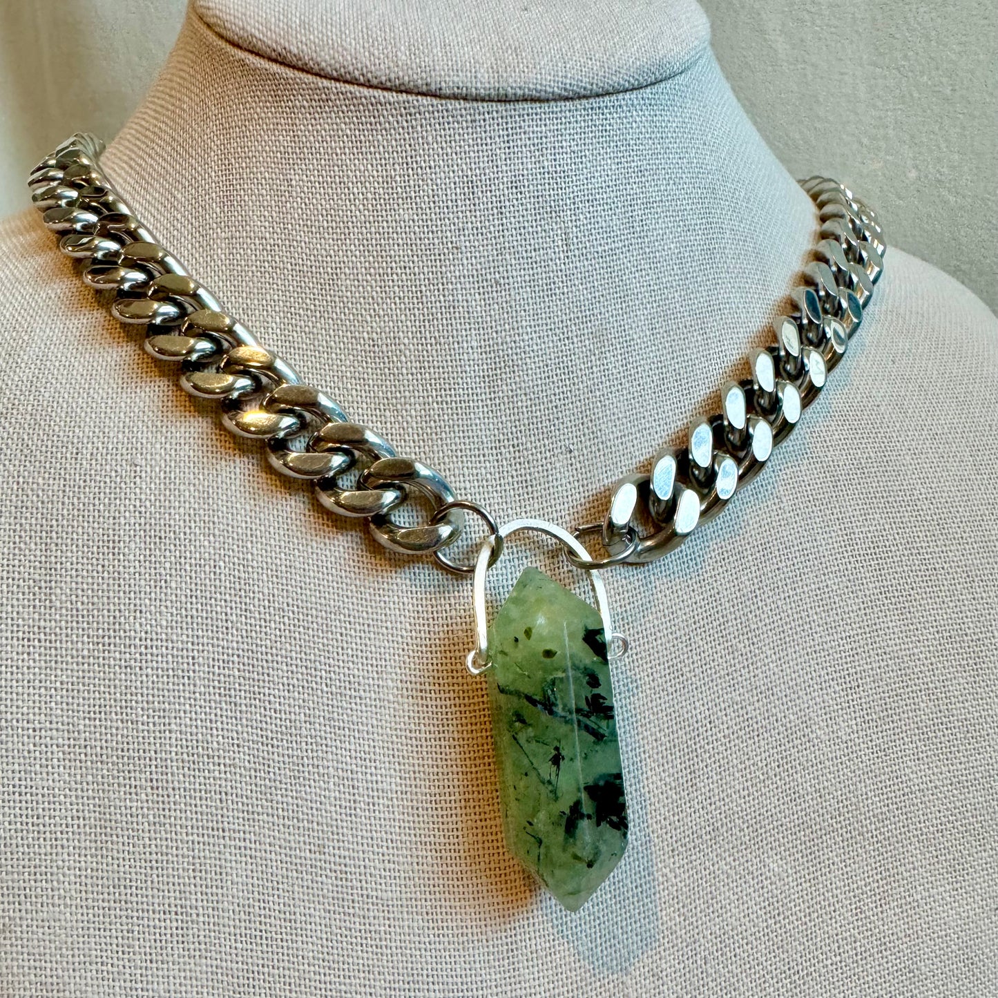 Prehnite Chunky Chain Necklace