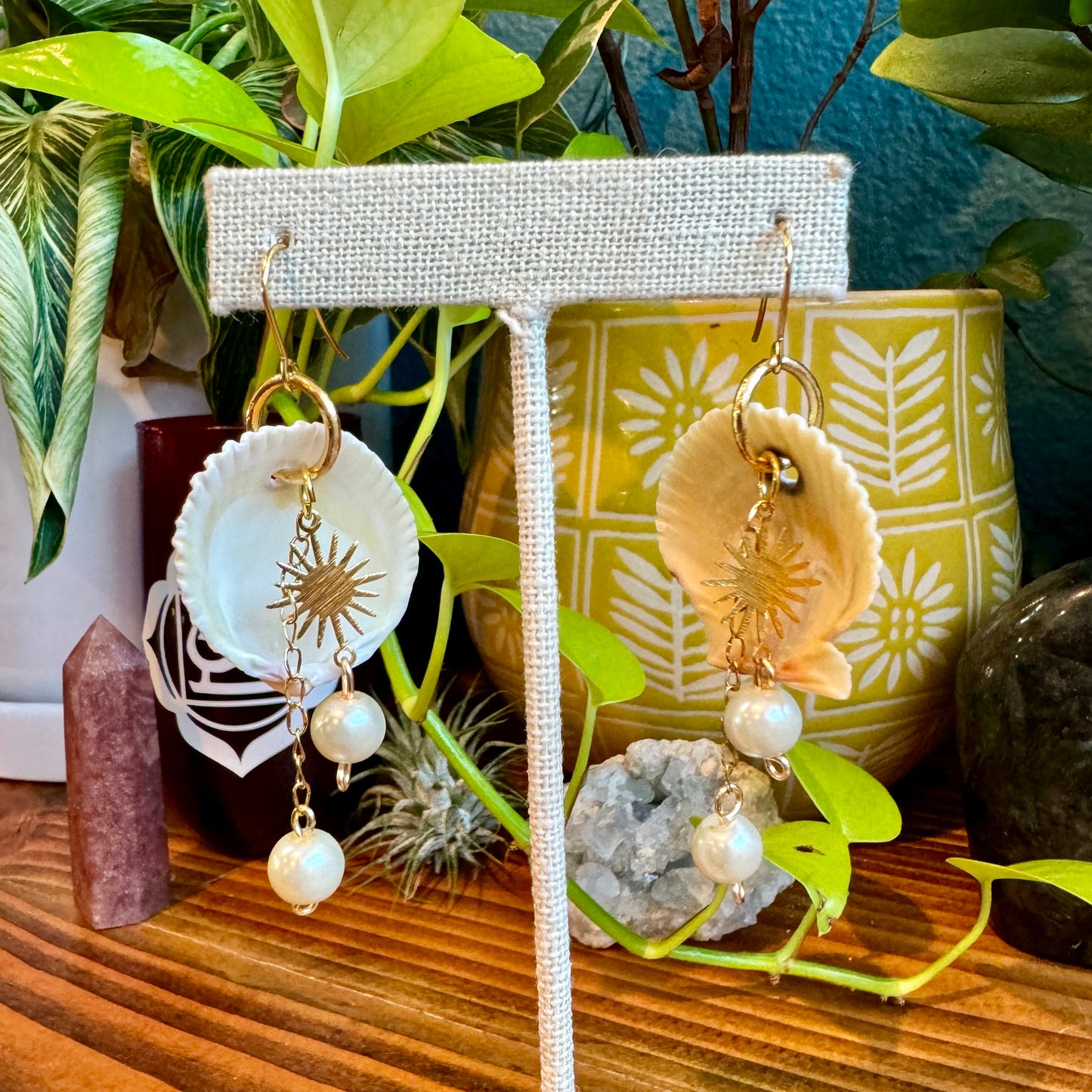 Seashell Freshwater Pearl Earrings