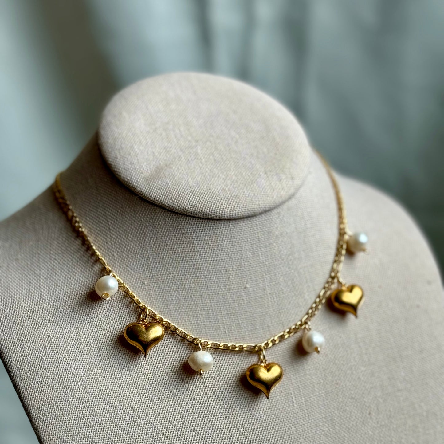 multi-heart freshwater pearl choker