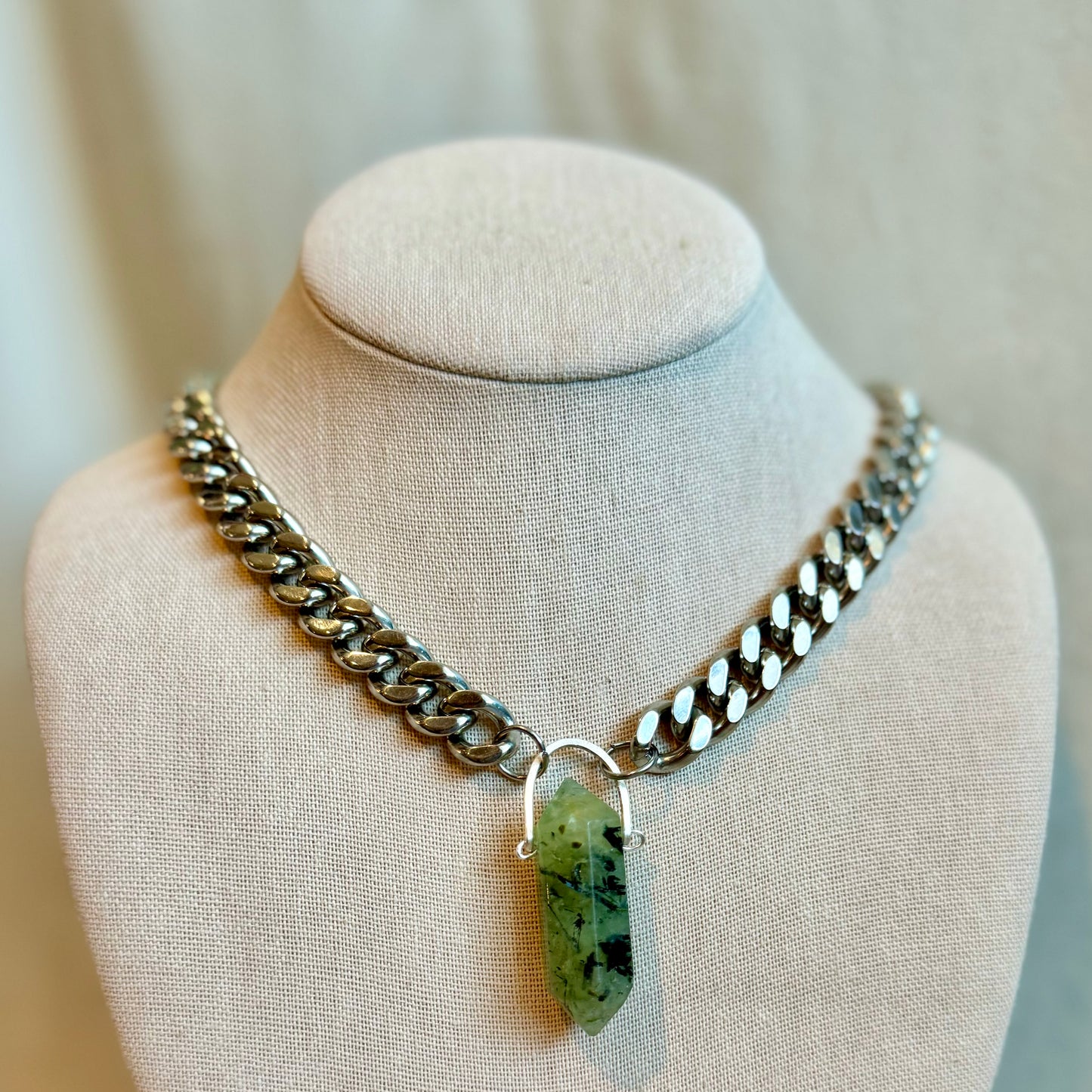 Prehnite Chunky Chain Necklace