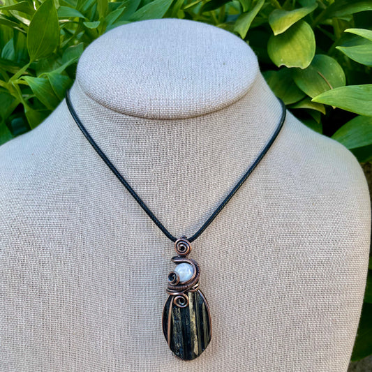 Black Tourmaline x Moonstone “Duality” Pendant