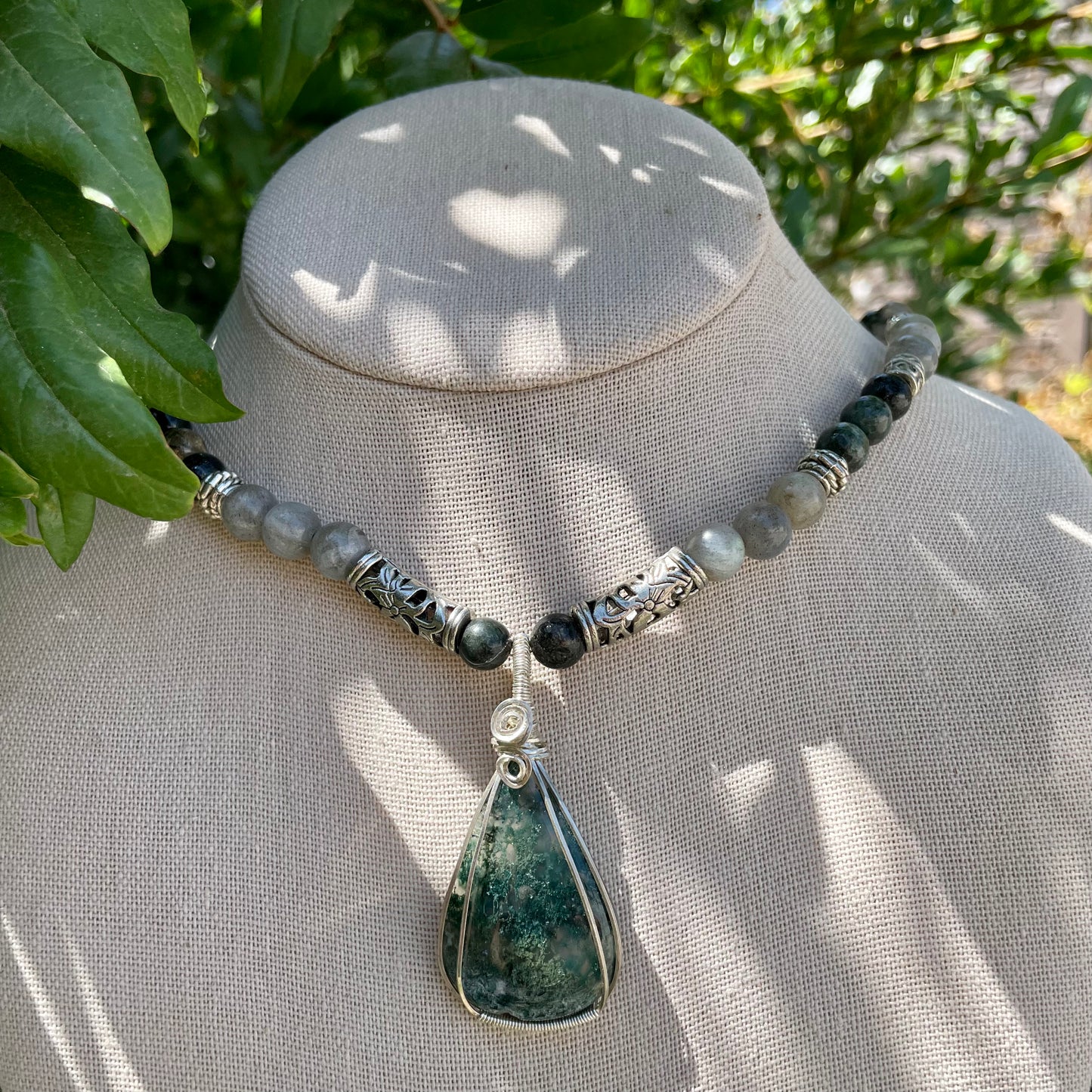 Moss Agate x Labradorite Beaded Choker