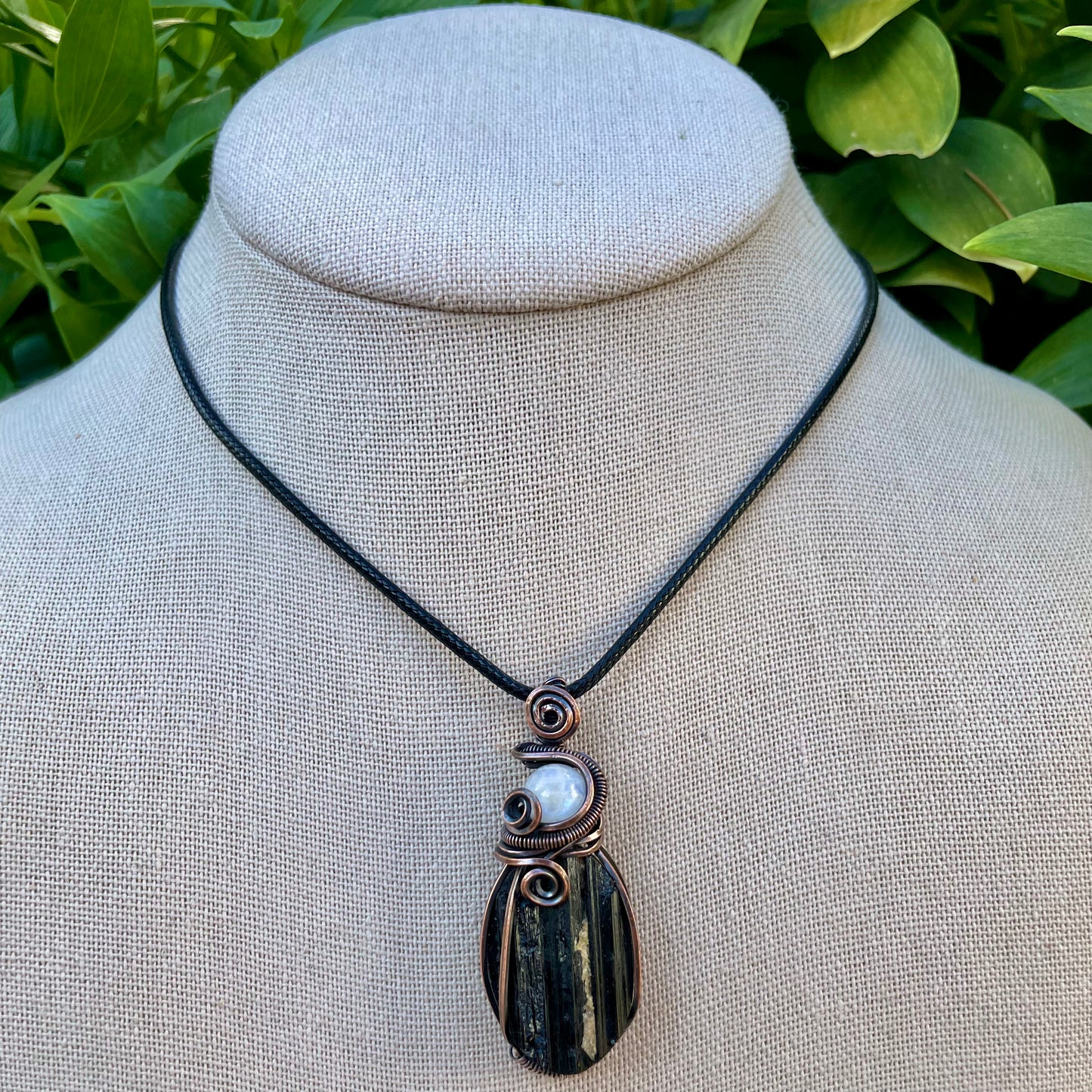 Black Tourmaline x Moonstone “Duality” Pendant