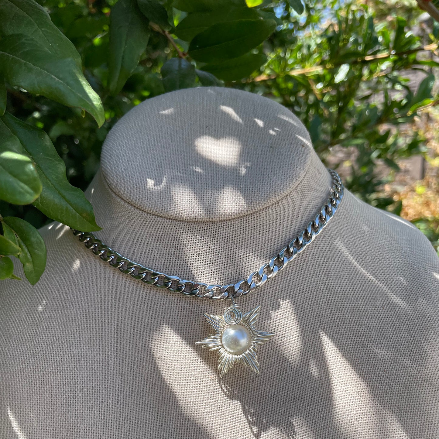 Freshwater Pearl Sun Stainless Steel Choker