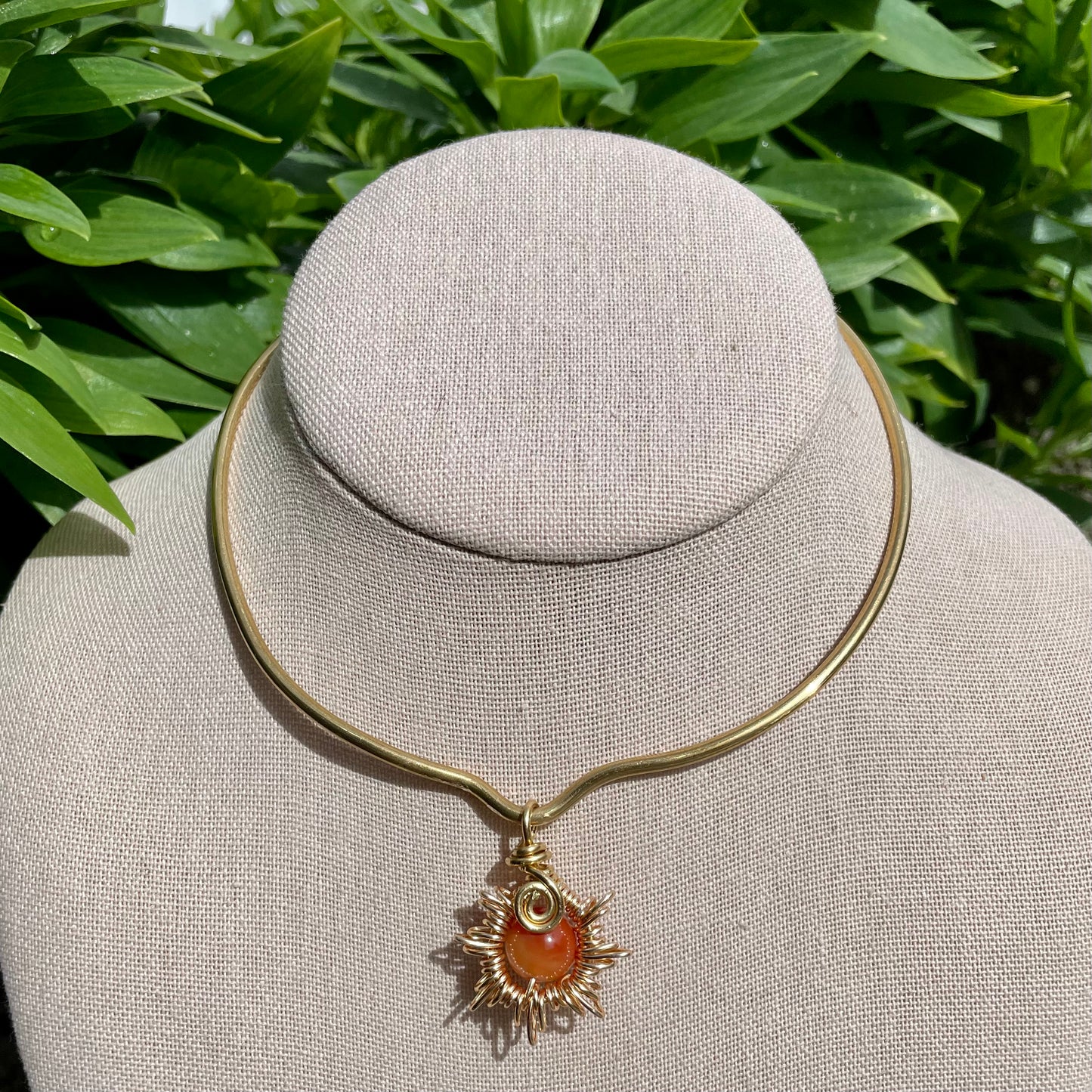 Carnelian “Sunchild” Brass Choker
