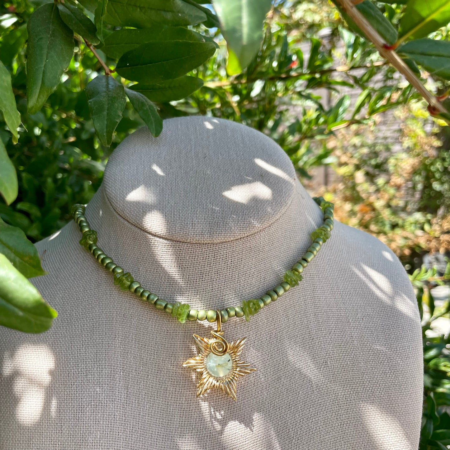Prehnite x Peridot Beaded Sun Choker