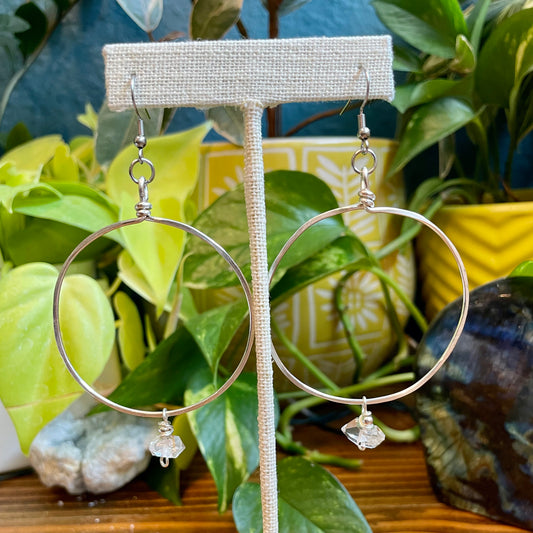 Herkimer Diamond Brass Hoops