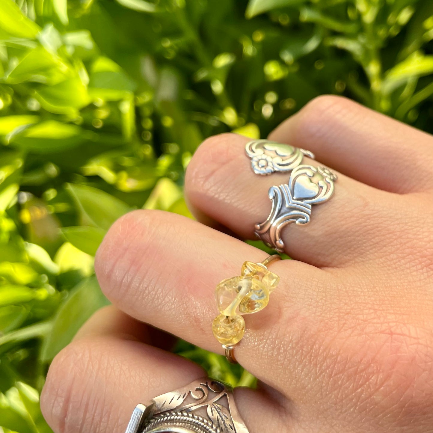 Citrine Adjustble Size Brass Ring