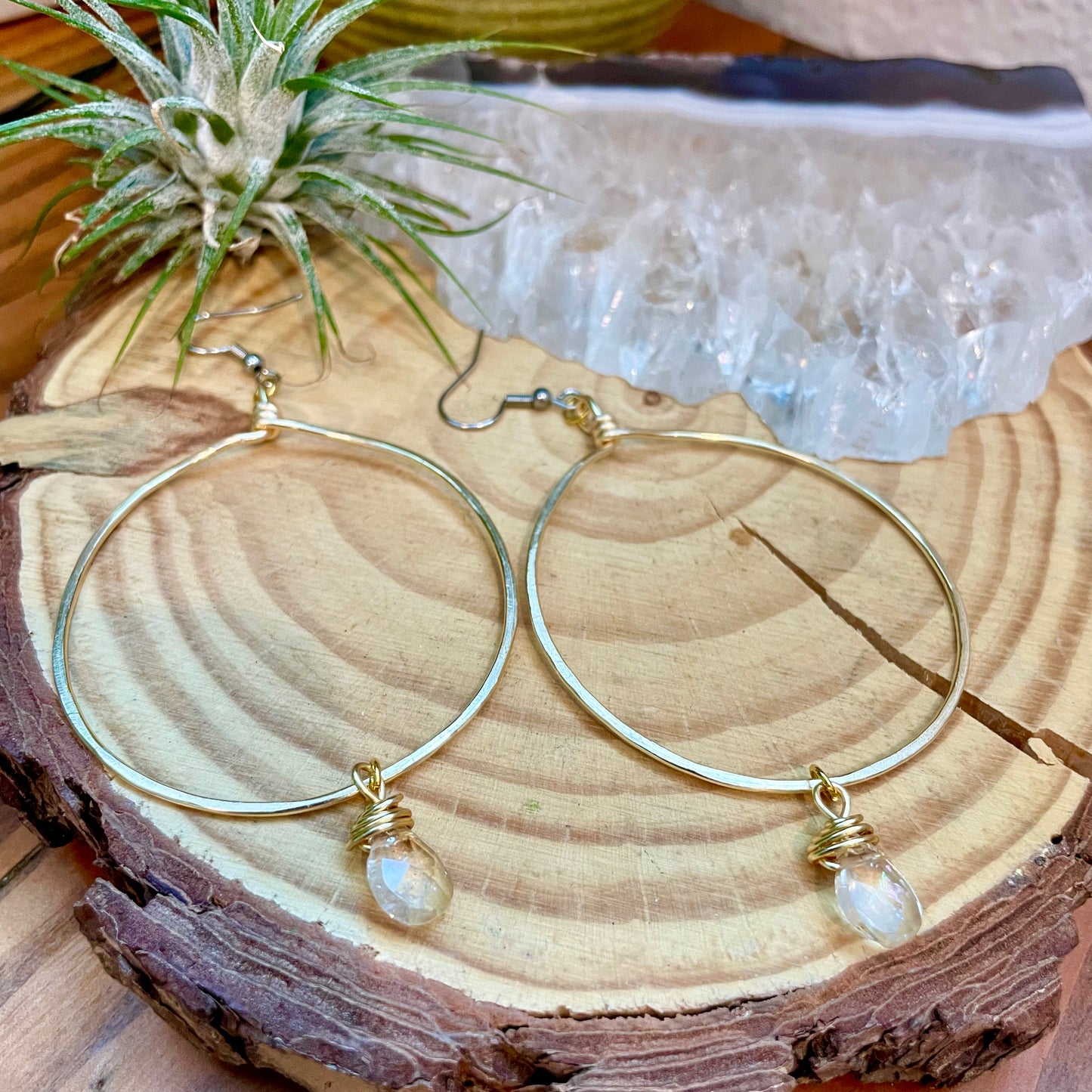 Citrine Brass Hoops