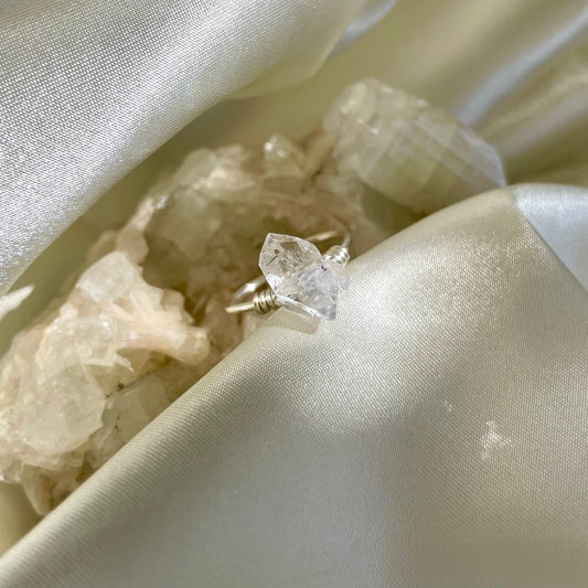 Herkimer Diamond Silver Adjustable Ring