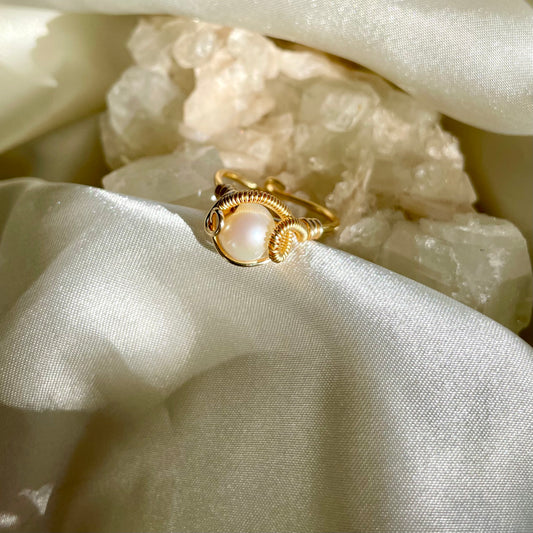 Freshwater Pearl Adjustable Brass Ring
