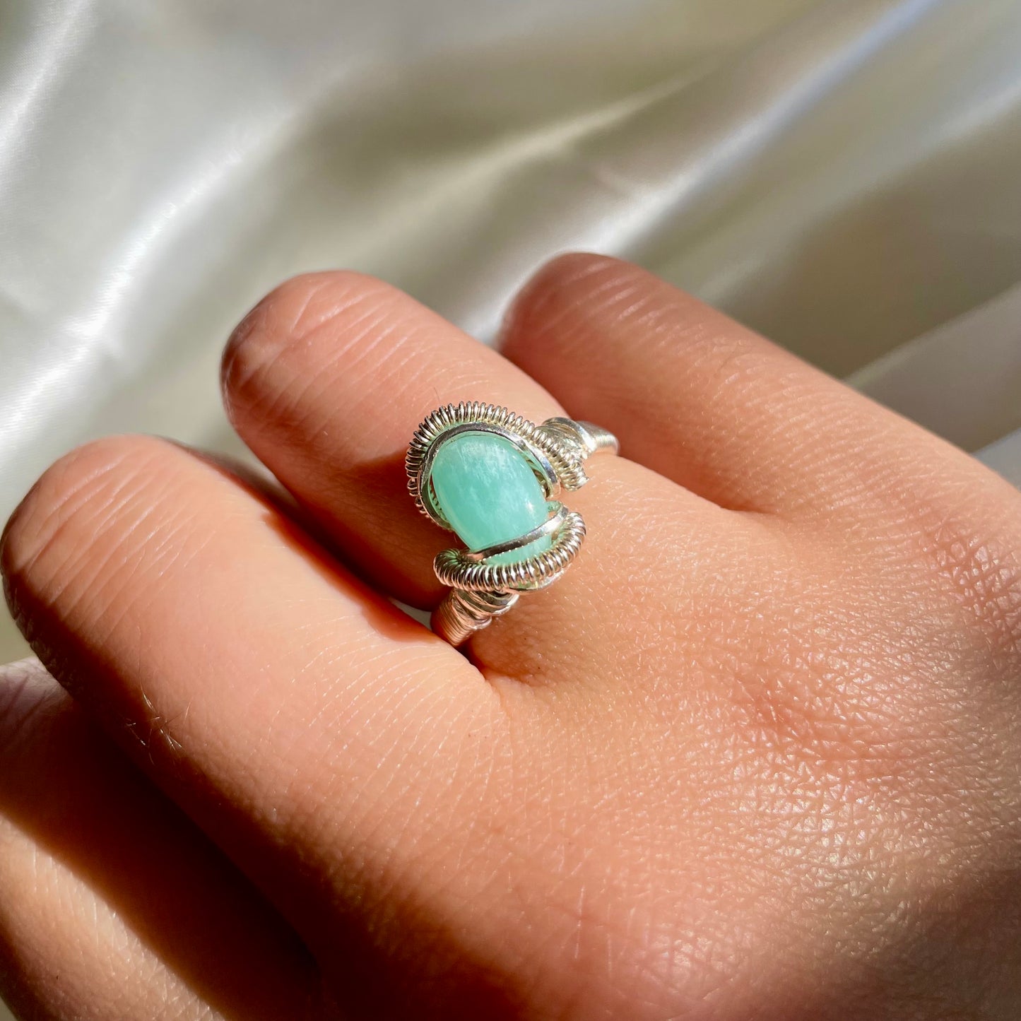 Amazonite Size 8 Silver Ring
