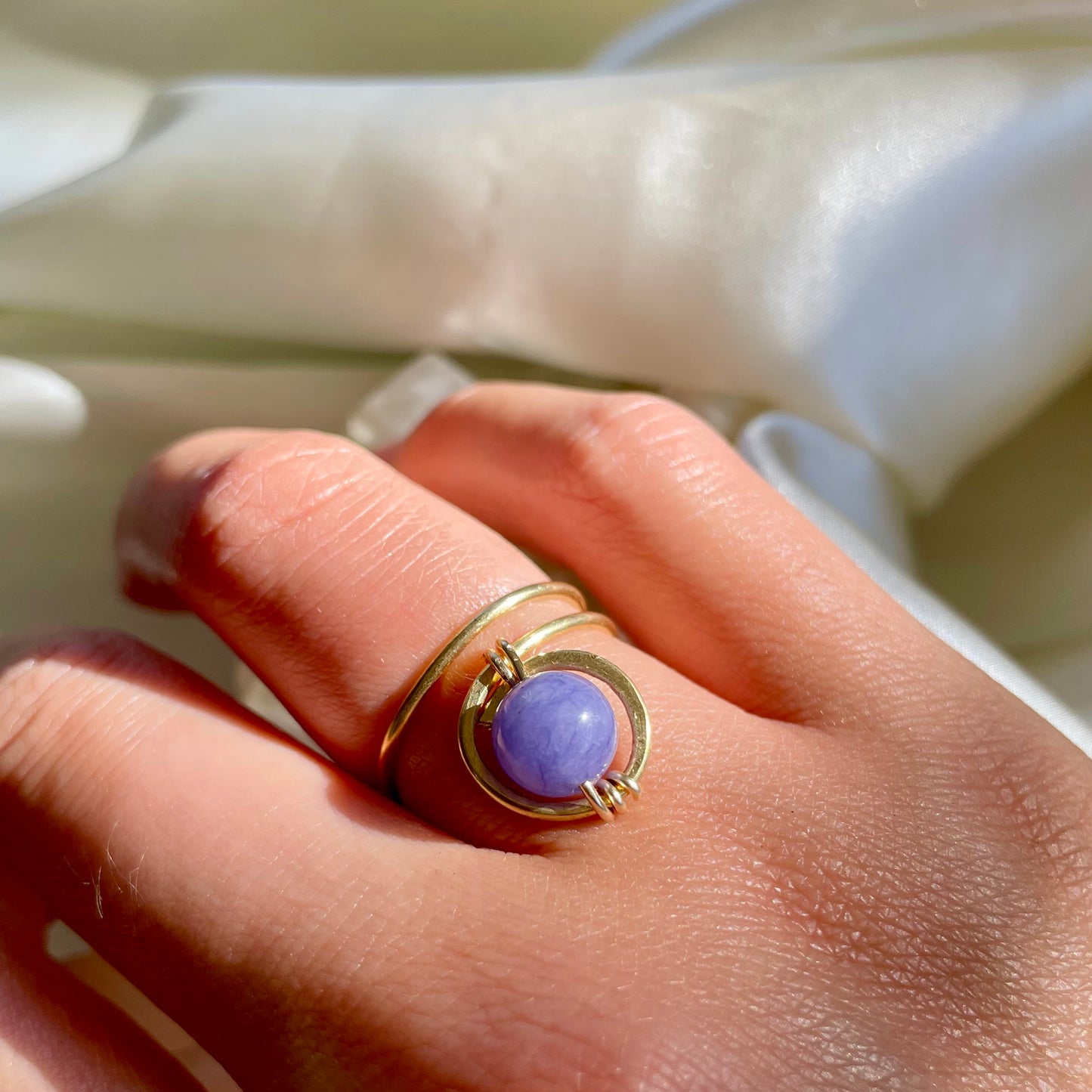 Tanzanite Brass Adjustable Ring