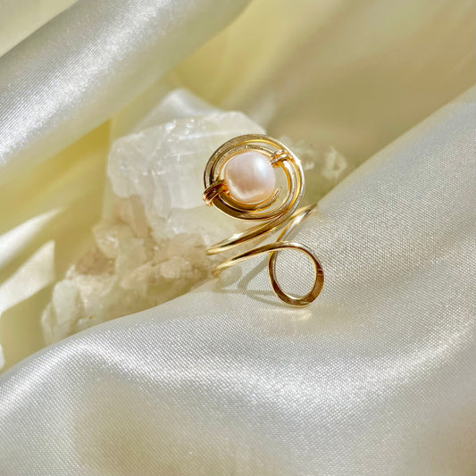 Freshwater Pearl Brass Adjustable Ring