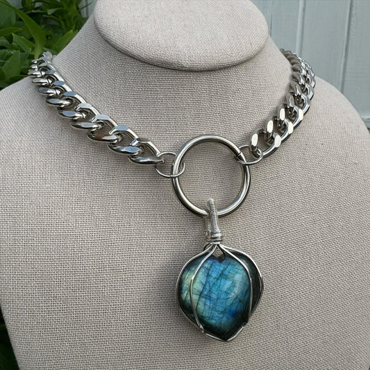 Labradorite Heart Statement Choker