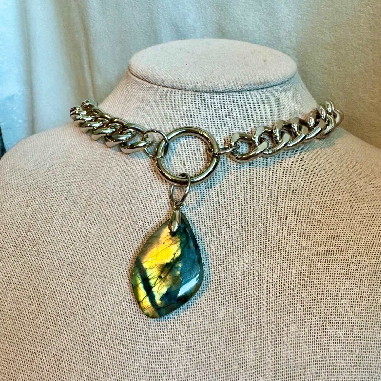 Labradorite Chunky Chain Pendant