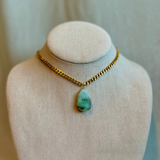 Chrysoprase Gold Necklace