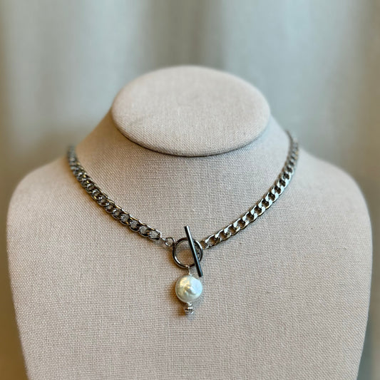 Freshwater Pearl Stainless Steel Toggle Choker