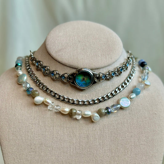 Multi-layered “Blue Dream” Watch Choker