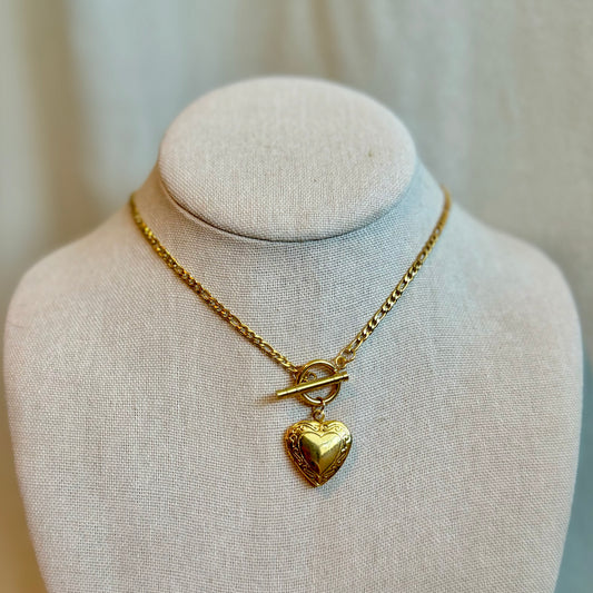 Heart Locket Gold Toggle Choker