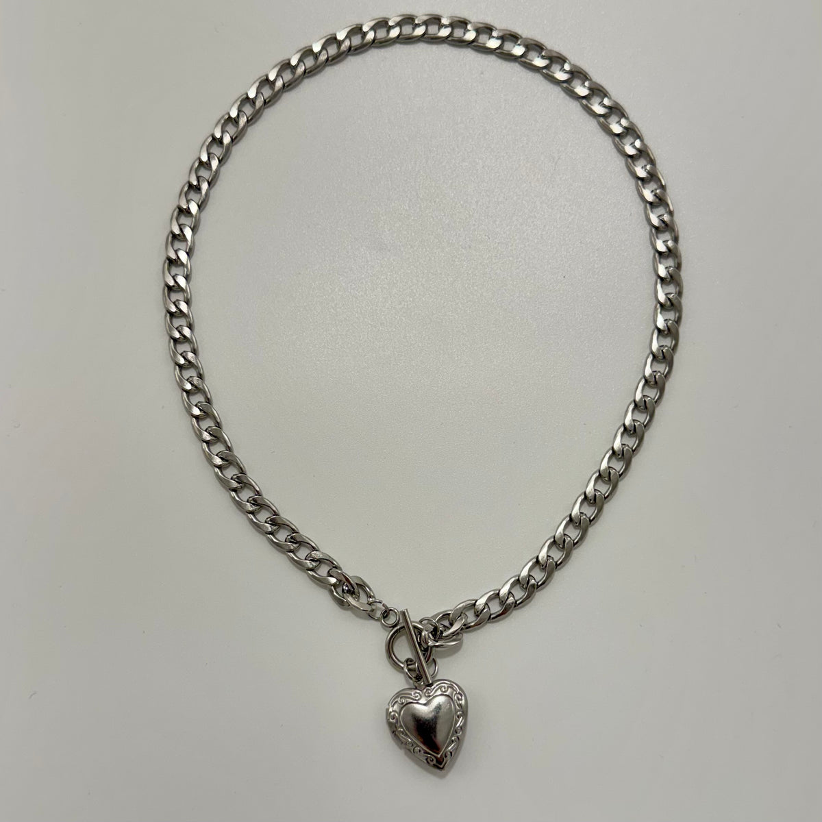 Heart Locket Silver Toggle Choker