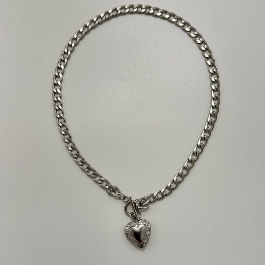 Heart Locket Silver Toggle Choker