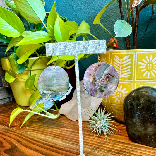 Abalone Shell Disk Earrings