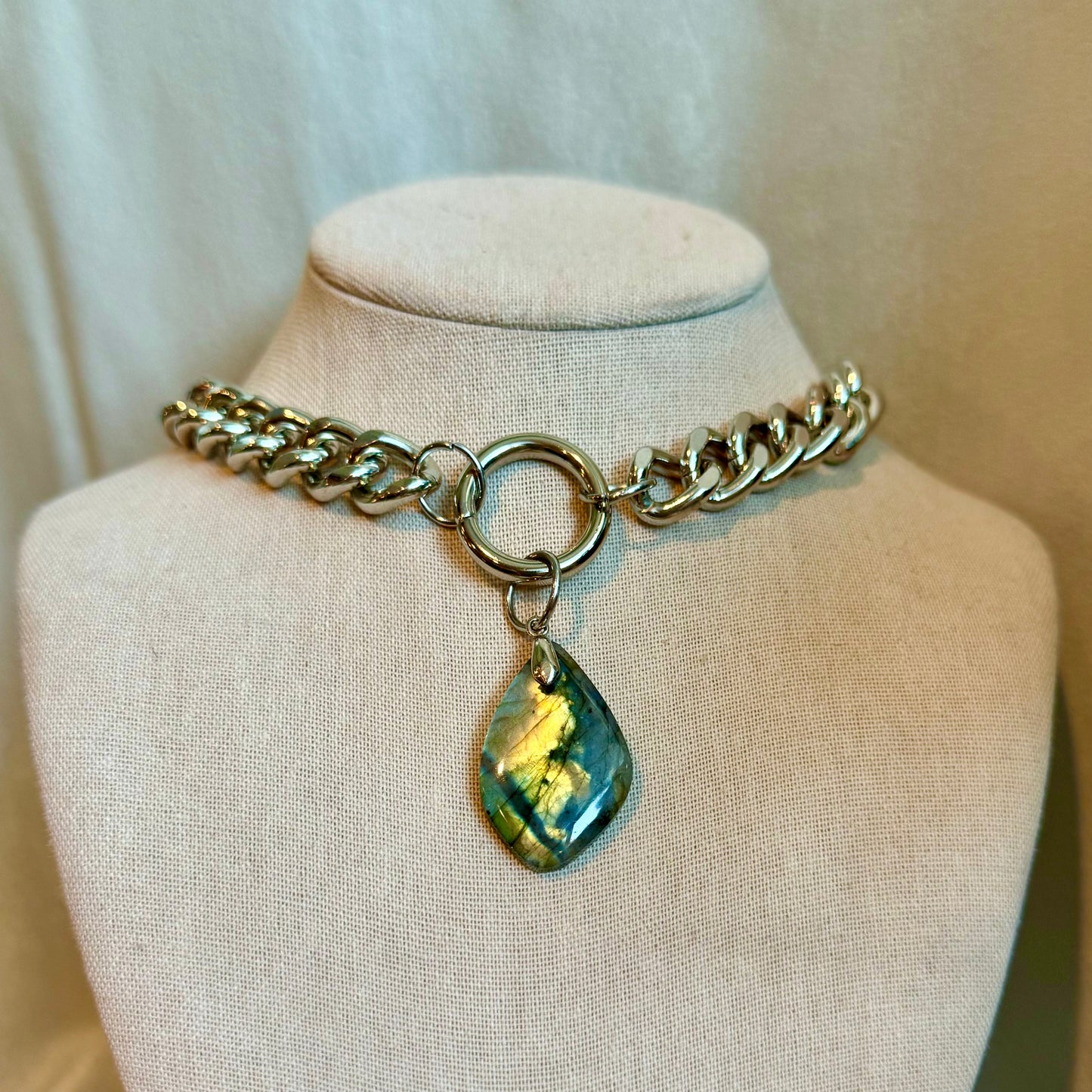 Labradorite Chunky Chain Pendant