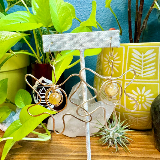 Citrine Sunburst Abstract Earrings