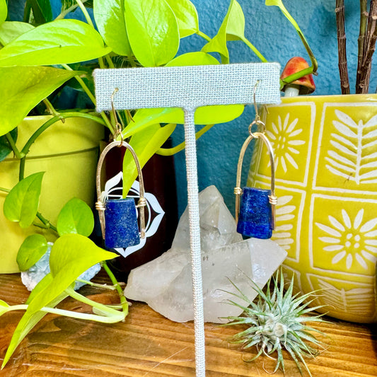 Lapis Lazuli Minimal Drop Earrings