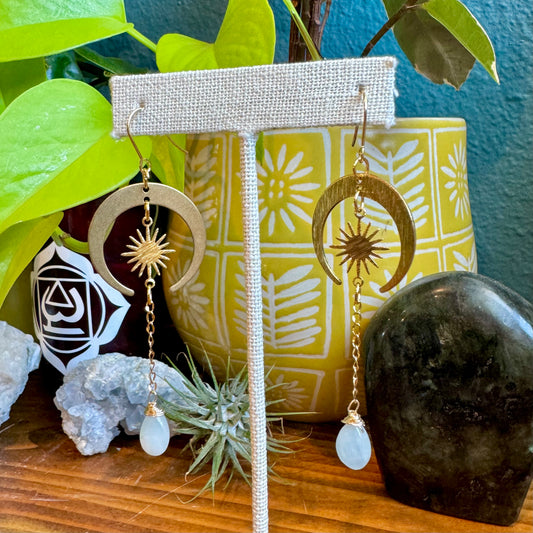 Aquamarine Moon Drop Earrings