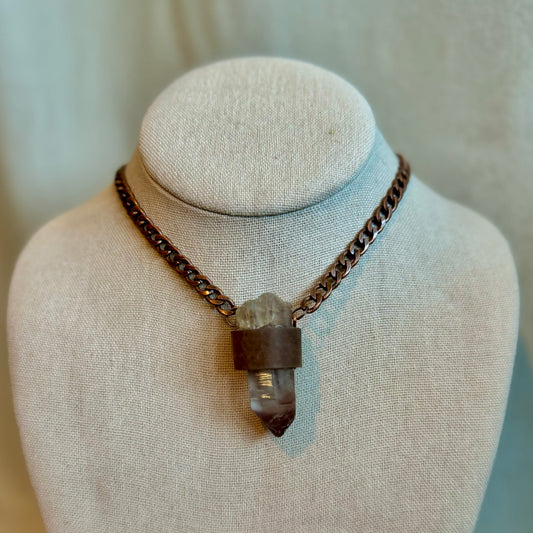 Lithium Quartz Antiqued Copper Necklace