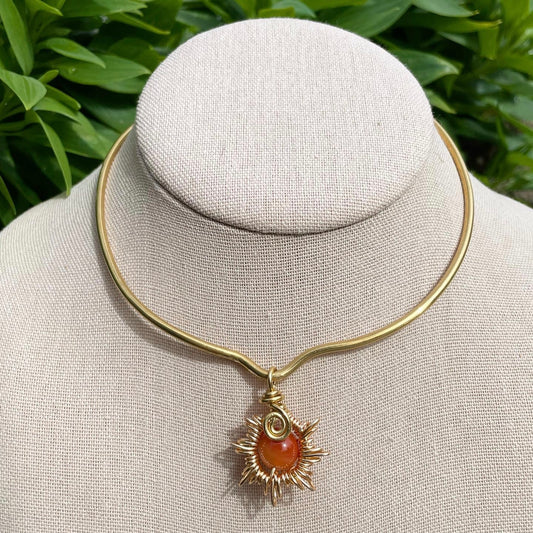 Carnelian “Sunchild” Brass Choker