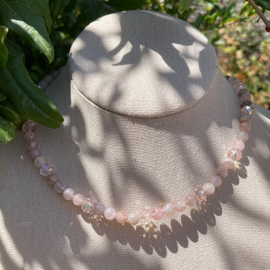 Rose Quartz Beaded Choker