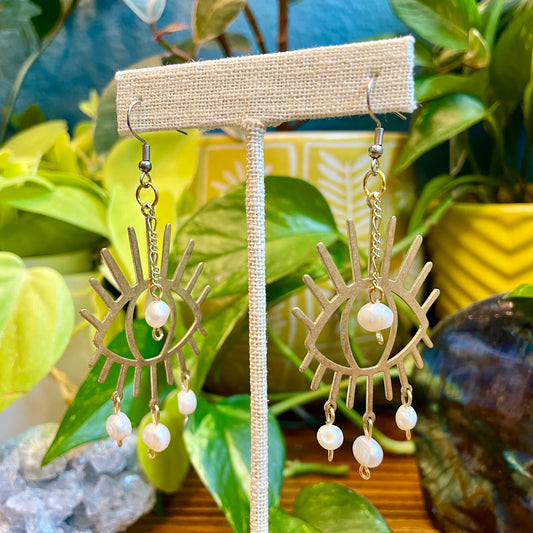 Freshwater Pearl Evil Eye Earrings