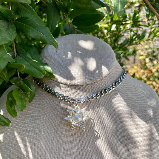 Freshwater Pearl Sun Stainless Steel Choker