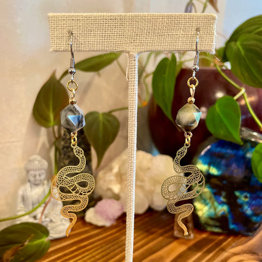 African Jade Snake Earrings