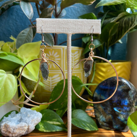 Garden Quartz Brass Hoops